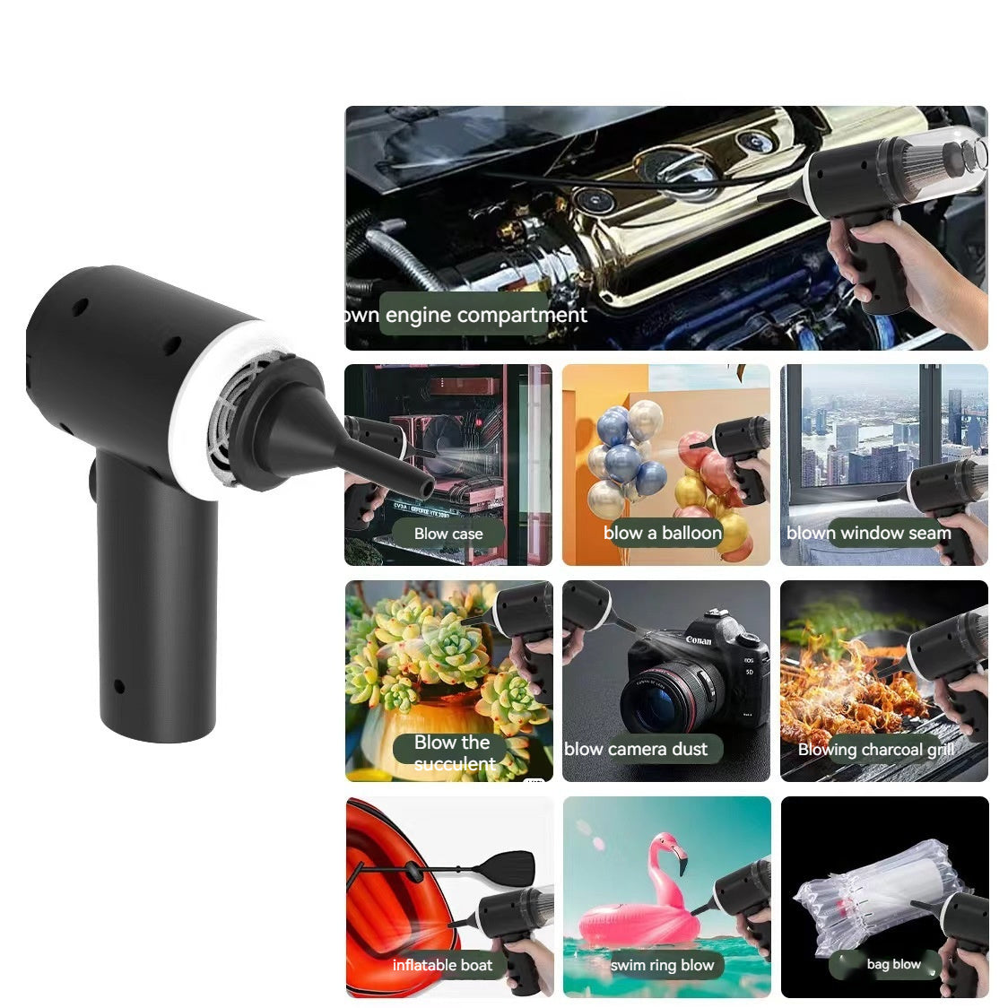 3 in 1 Portable Vacuum Cleaner Duster Blower Air Pump Wireless Handheld Clean Microscopic dust Like Car, Home, Computer, Laptop, Flower, Mirror Vehicle Interior Cleaner