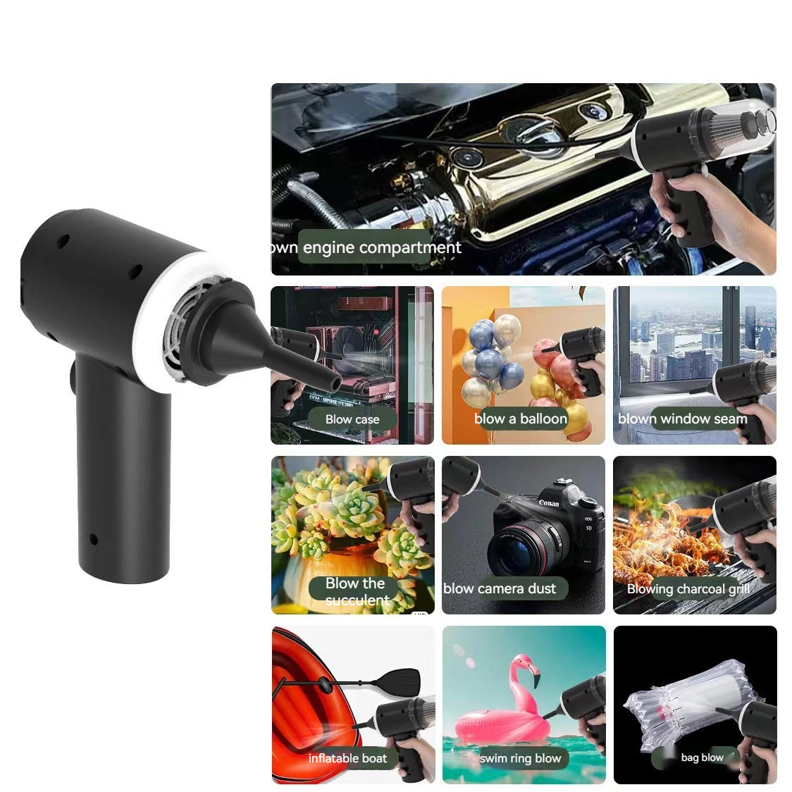 3 in 1 Portable Vacuum Cleaner Duster Blower Air Pump Wireless Handheld Clean Microscopic dust Like Car, Home, Computer, Laptop, Flower, Mirror Vehicle Interior Cleaner