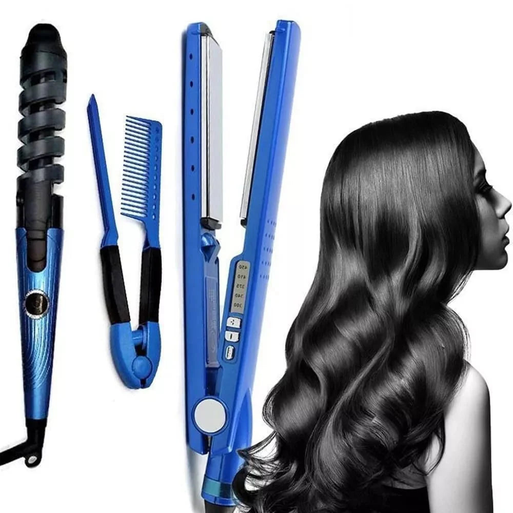 Titanium Alloy 3-in-1 Splint Hair Straightener,Curler